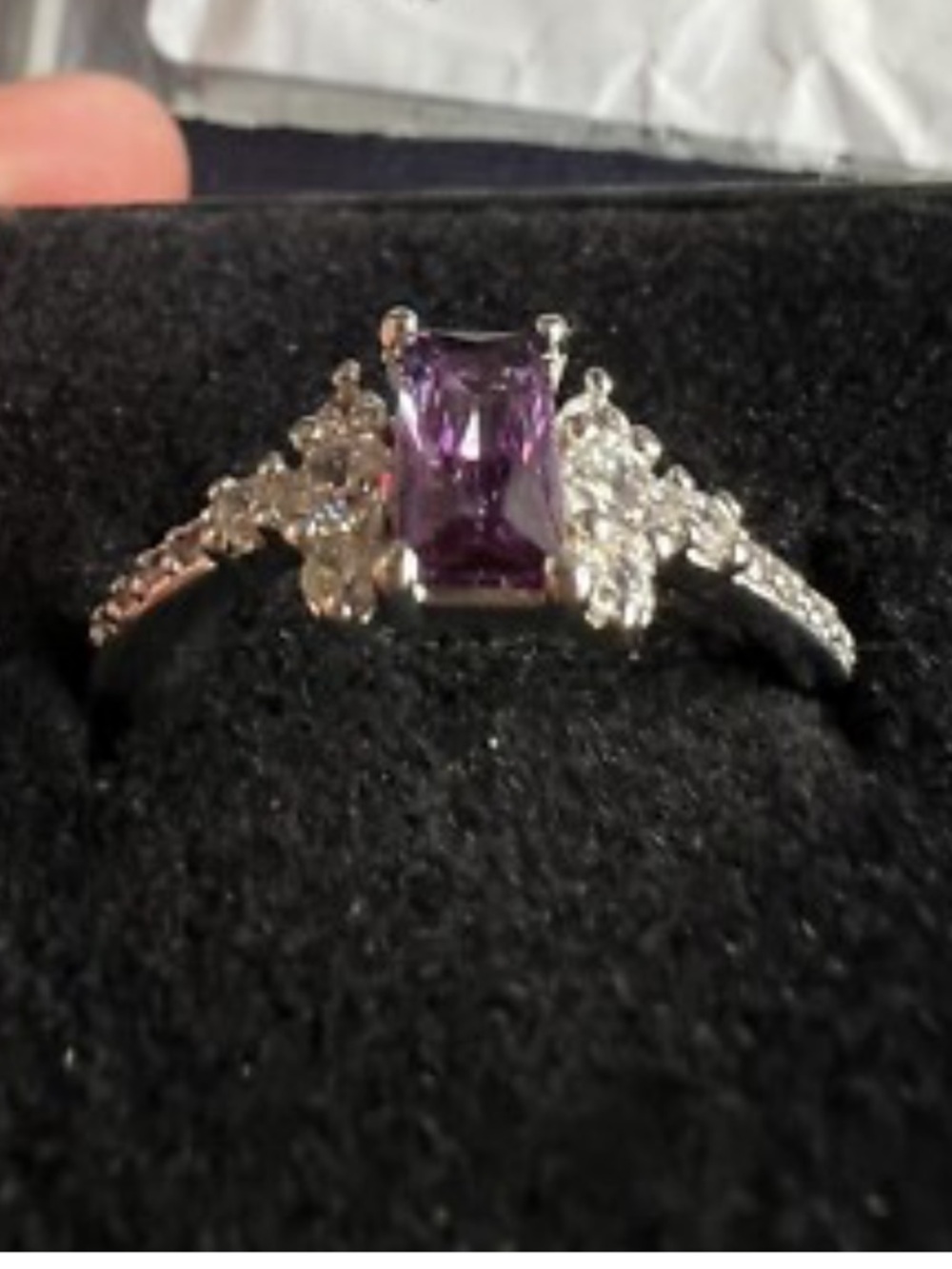 Bomb Party "Glitz & Style" Dark Amethyst CZ Rhodium Plated Ring Size 6 Zirconia - Picture 7 of 10